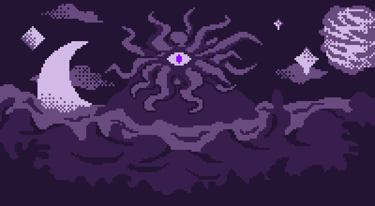 Intro panel 1: moon and a celestial creature