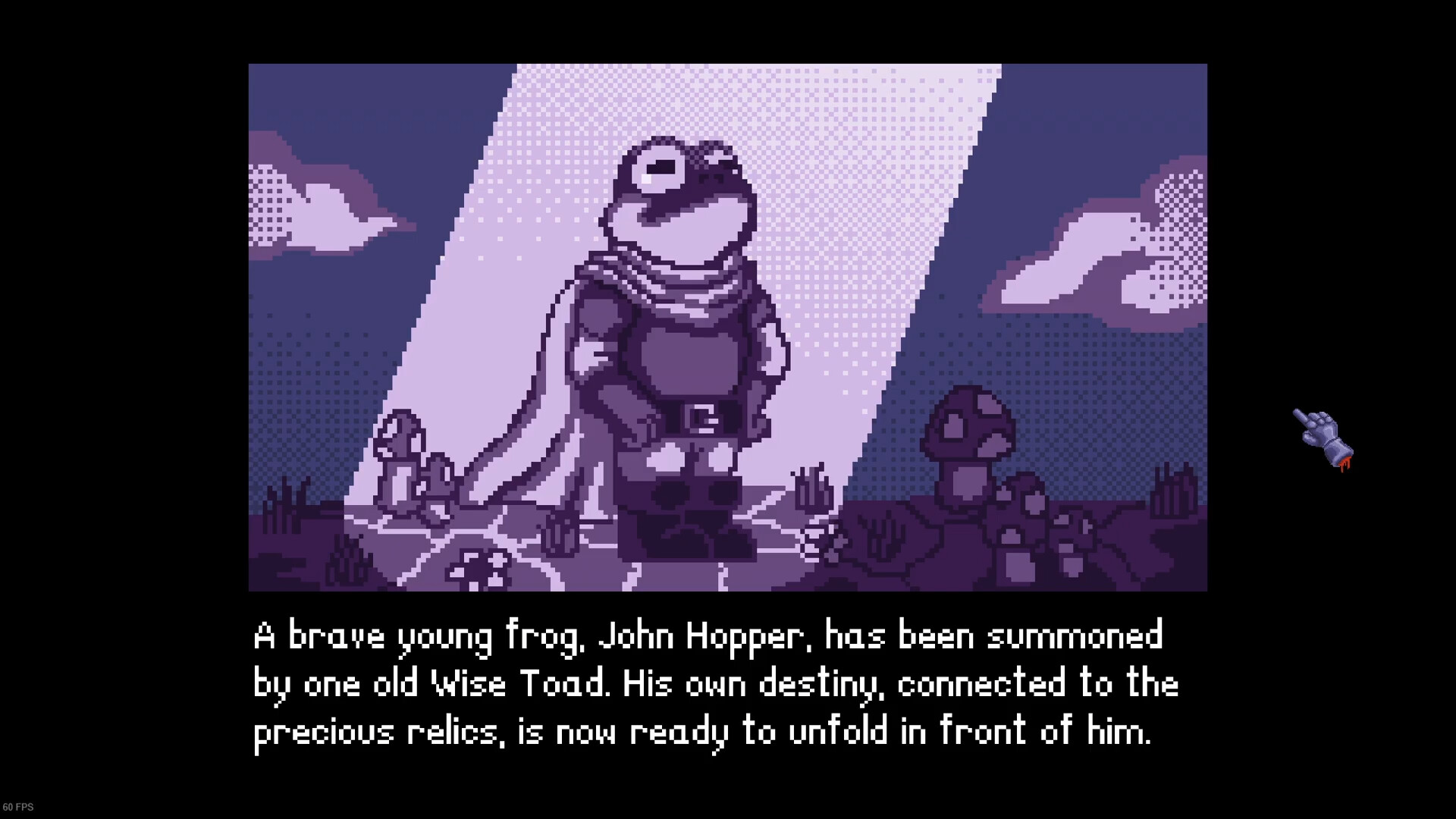 Story panel: Sir Hopper in a beam of light
