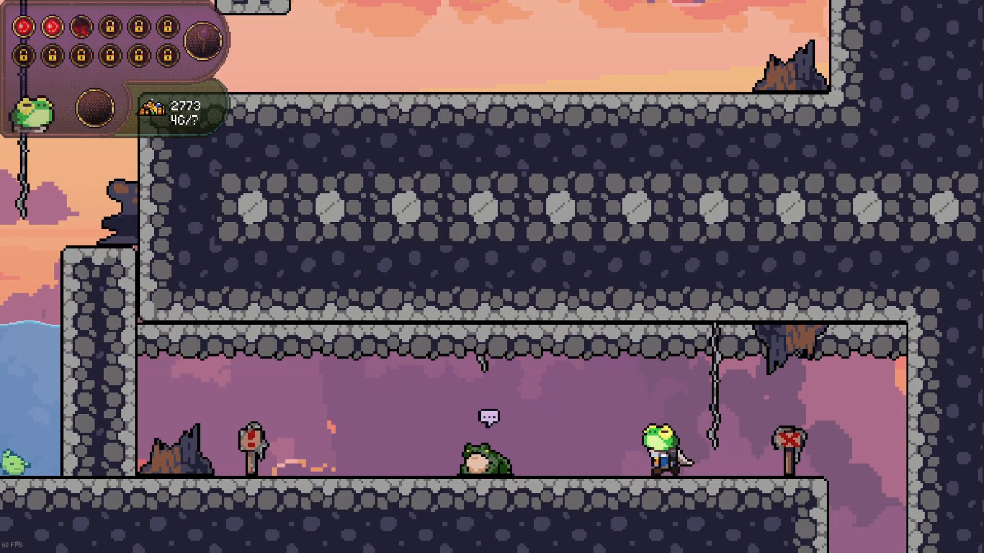 Prison gameplay with frog NPC and HUD